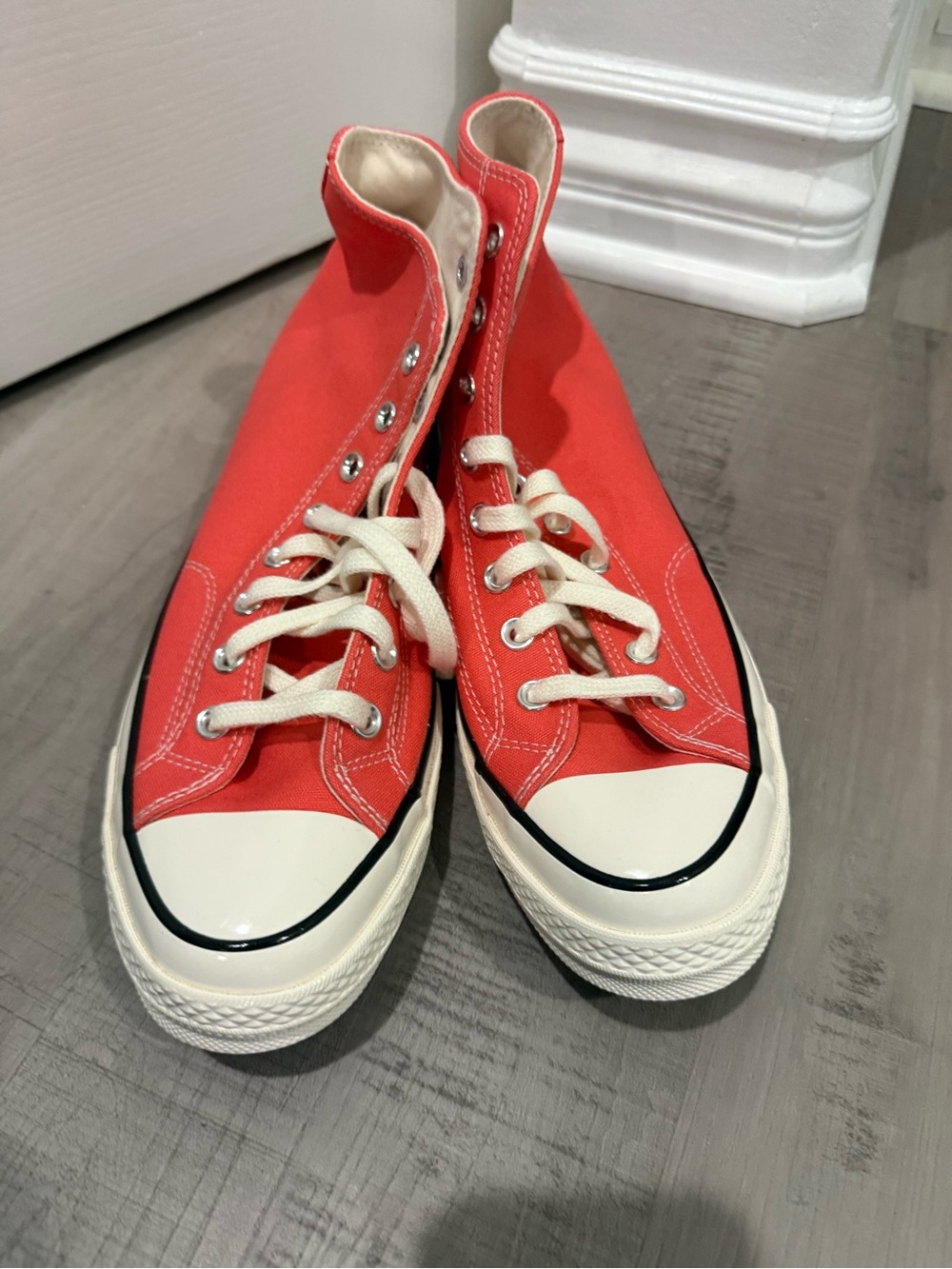 Converse-Inspired Kids High-Top Canvas Sneakers - Coral